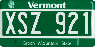 VT license plate XSZ921