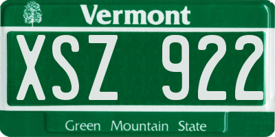 VT license plate XSZ922