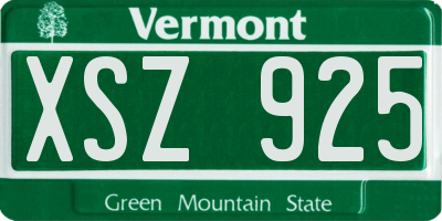 VT license plate XSZ925