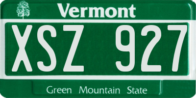 VT license plate XSZ927