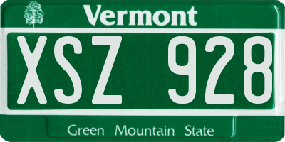 VT license plate XSZ928