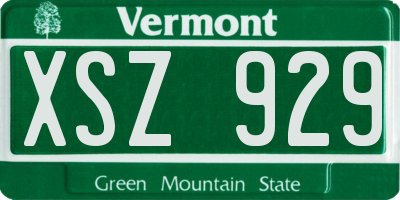 VT license plate XSZ929
