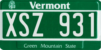 VT license plate XSZ931