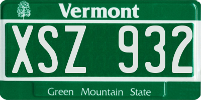 VT license plate XSZ932