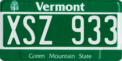 VT license plate XSZ933