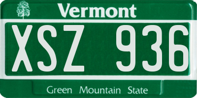 VT license plate XSZ936