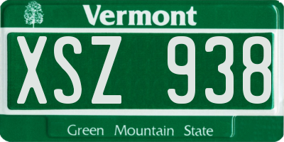VT license plate XSZ938