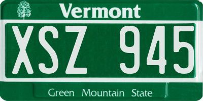 VT license plate XSZ945