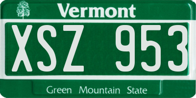 VT license plate XSZ953