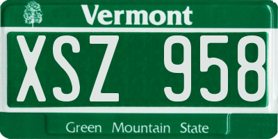 VT license plate XSZ958