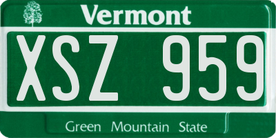 VT license plate XSZ959