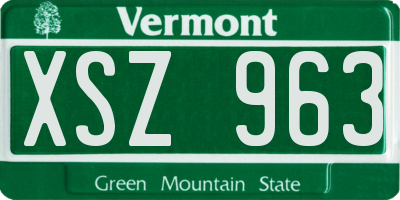 VT license plate XSZ963