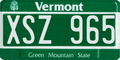 VT license plate XSZ965