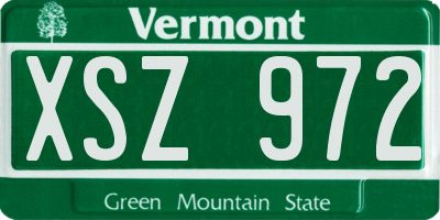 VT license plate XSZ972
