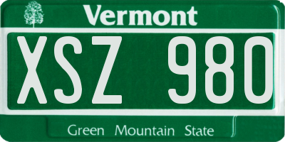 VT license plate XSZ980