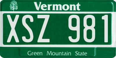 VT license plate XSZ981