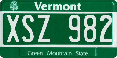 VT license plate XSZ982