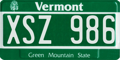 VT license plate XSZ986