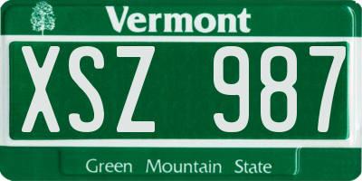 VT license plate XSZ987