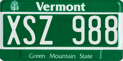 VT license plate XSZ988