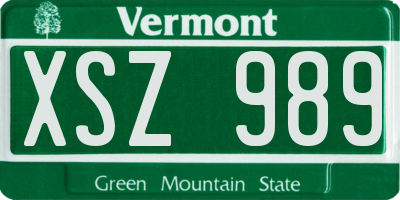 VT license plate XSZ989