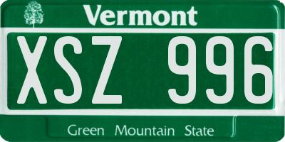 VT license plate XSZ996