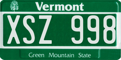 VT license plate XSZ998