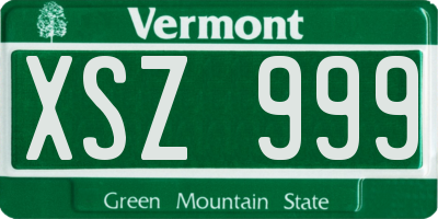 VT license plate XSZ999