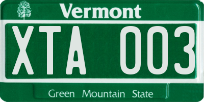 VT license plate XTA003