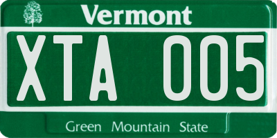 VT license plate XTA005