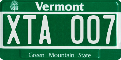 VT license plate XTA007