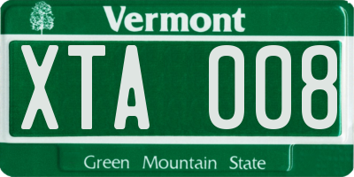 VT license plate XTA008