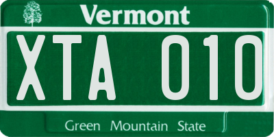 VT license plate XTA010