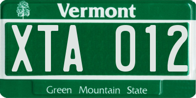 VT license plate XTA012