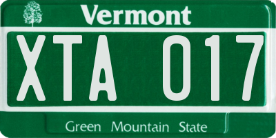 VT license plate XTA017