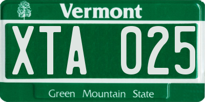 VT license plate XTA025