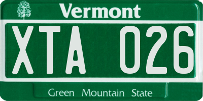 VT license plate XTA026