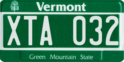 VT license plate XTA032