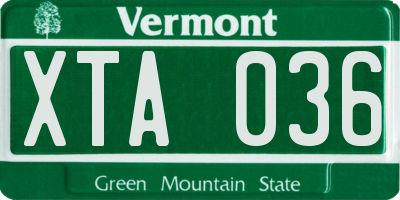 VT license plate XTA036