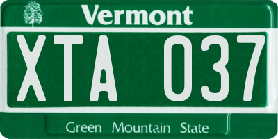 VT license plate XTA037