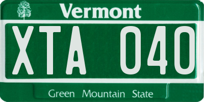 VT license plate XTA040