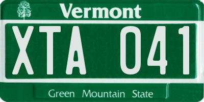 VT license plate XTA041