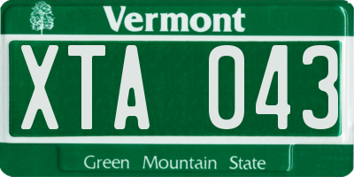 VT license plate XTA043