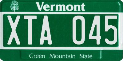 VT license plate XTA045