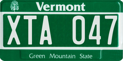 VT license plate XTA047