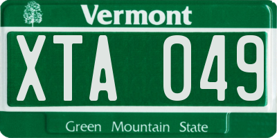 VT license plate XTA049