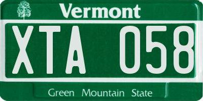 VT license plate XTA058