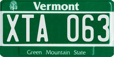 VT license plate XTA063