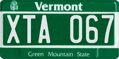 VT license plate XTA067