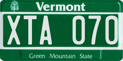 VT license plate XTA070